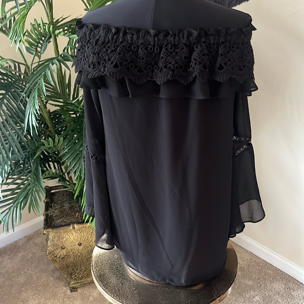 White House Black Market Black Lace Blouse
